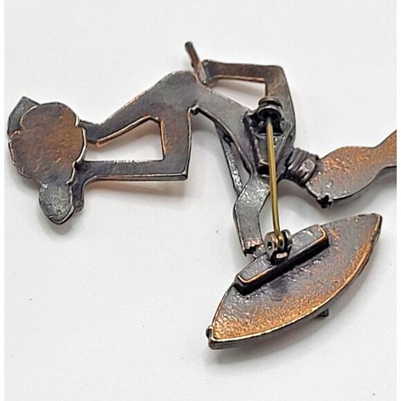 Artisan Novelty Copper Brooch Pin 3in - Picture 2 of 3